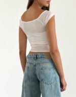 Roomy Extra Wide Low Rise Jeans in Washed Blue Green - Image 4