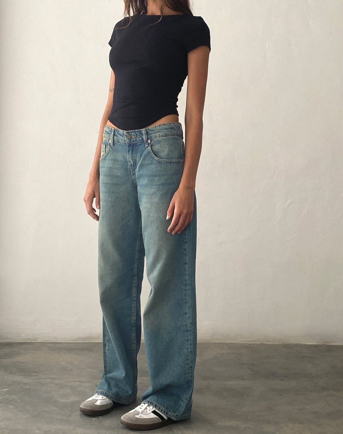 Low Rise Parallel Jeans in Vintage Blue Green - Image 1