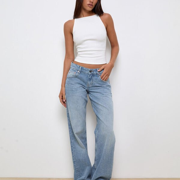 Low Rise Parallel Jeans In Bright Blue Used