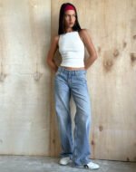 Low Rise Parallel Jeans In Bright Blue Used - Image 4