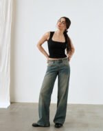 Low Rise Parallel Jeans in Brown Blue Acid - Image 2