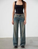 Low Rise Parallel Jeans in Brown Blue Acid - Image 3