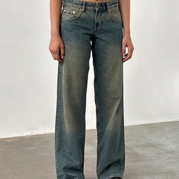Low Rise Parallel Jeans in Brown Blue Acid