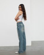 Low Rise Parallel Jeans In Dirty Blue - Image 2