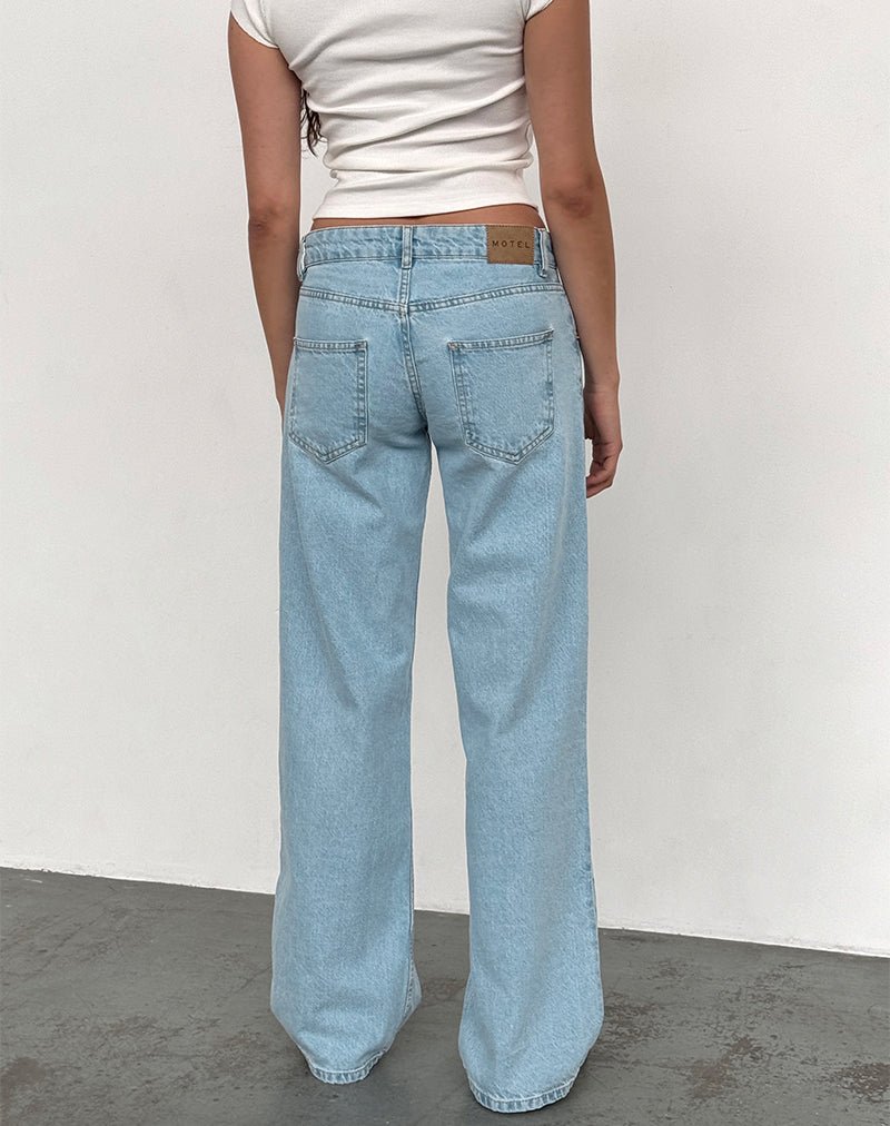 LOW-RISE-PARALLEL-LIGHT-WASH-BLUE-BOVILLO-CAP-SLEEVE-TOP-WHITE3a.jpg Low Rise Parallel Jeans in Light Wash Blue - Image 4