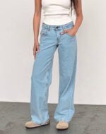 Low Rise Parallel Jeans in Light Wash Blue - Image 2