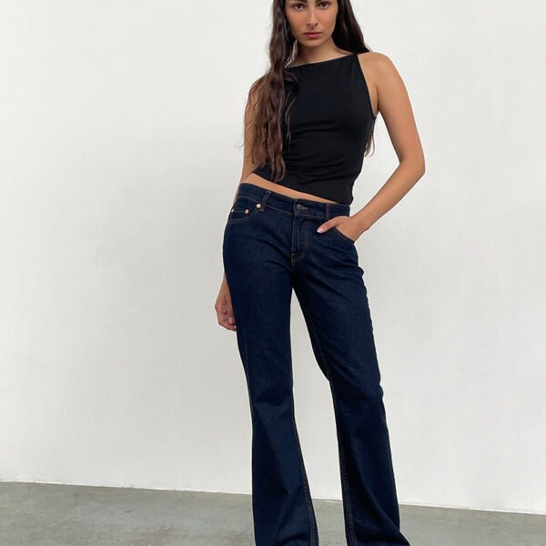Rigid Low Rise Flare Jeans In Indigo