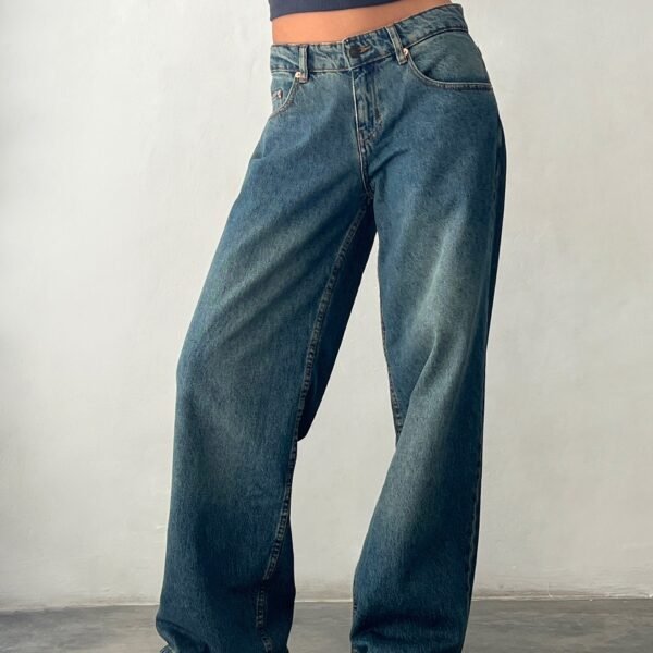 Roomy Extra Wide Low Rise Jeans in Brown Blue Acid