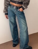 Roomy Extra Wide Low Rise Jeans in Brown Blue Acid - Image 6