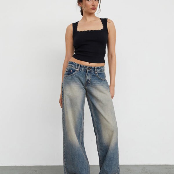 Roomy Extra Wide Low Rise Jeans in Dirty Blue