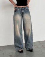 Roomy Extra Wide Low Rise Jeans in Dirty Blue - Image 3
