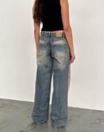 Roomy Extra Wide Low Rise Jeans in Dirty Blue - Image 4