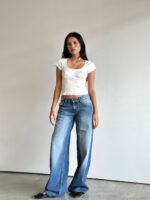 Roomy Extra Wide Low Rise Jeans in Marine Blue Wash - Image 4