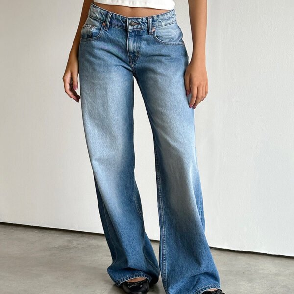 Roomy Extra Wide Low Rise Jeans in Marine Blue Wash