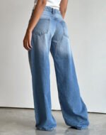 Roomy Extra Wide Low Rise Jeans in Marine Blue Wash - Image 3