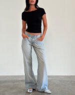 Roomy Extra Wide Low Rise Jeans in Sand Bleach Extreme - Image 3