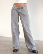 Roomy Extra Wide Low Rise Jeans in Grey Wash - Image 2