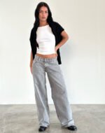 Roomy Extra Wide Low Rise Jeans in Grey Wash - Image 5
