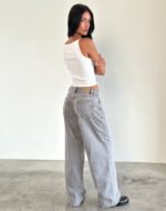 Roomy Extra Wide Low Rise Jeans in Grey Wash - Image 6