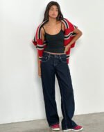 Low Rise Parallel Jeans in Indigo with Contrast Stitch - Image 5