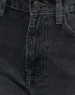 Mid Rise Turn Up Straight Jeans in Washed Black Grey - Image 6
