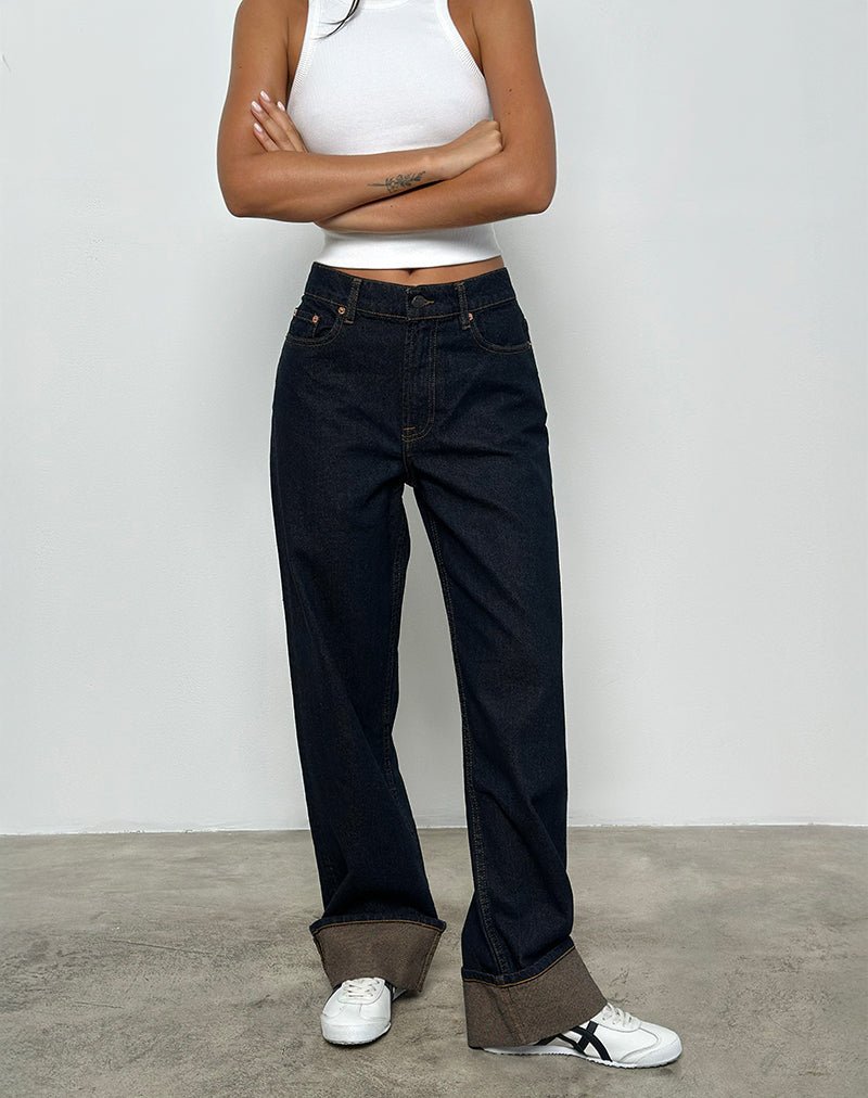 MIDRISE-TURNUP-STRAIGHT-INDIGO_4090.jpg Mid Rise Turn Up Straight Jeans in Indigo - Image 4