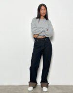 Mid Rise Turn Up Straight Jeans in Indigo - Image 3