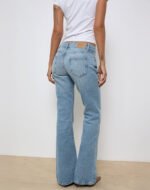 Rigid Low Rise Flare Jeans in Bright Blue Used - Image 5