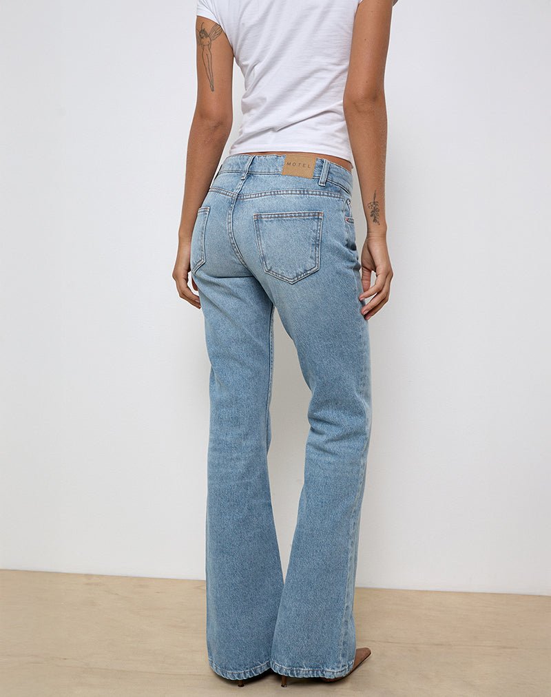 RIGID-LOW-RISE-FLARE-BRGHT-BLUE-USED-15298_96b4a397-a852-4468-9762-13cd1cb408c5.jpg Rigid Low Rise Flare Jeans in Bright Blue Used - Image 5