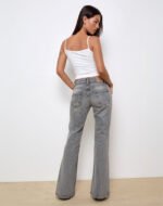 Rigid Low Rise Flare Jeans in Grey Wash - Image 4