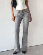 Rigid Low Rise Flare Jeans in Grey Wash - Image 3