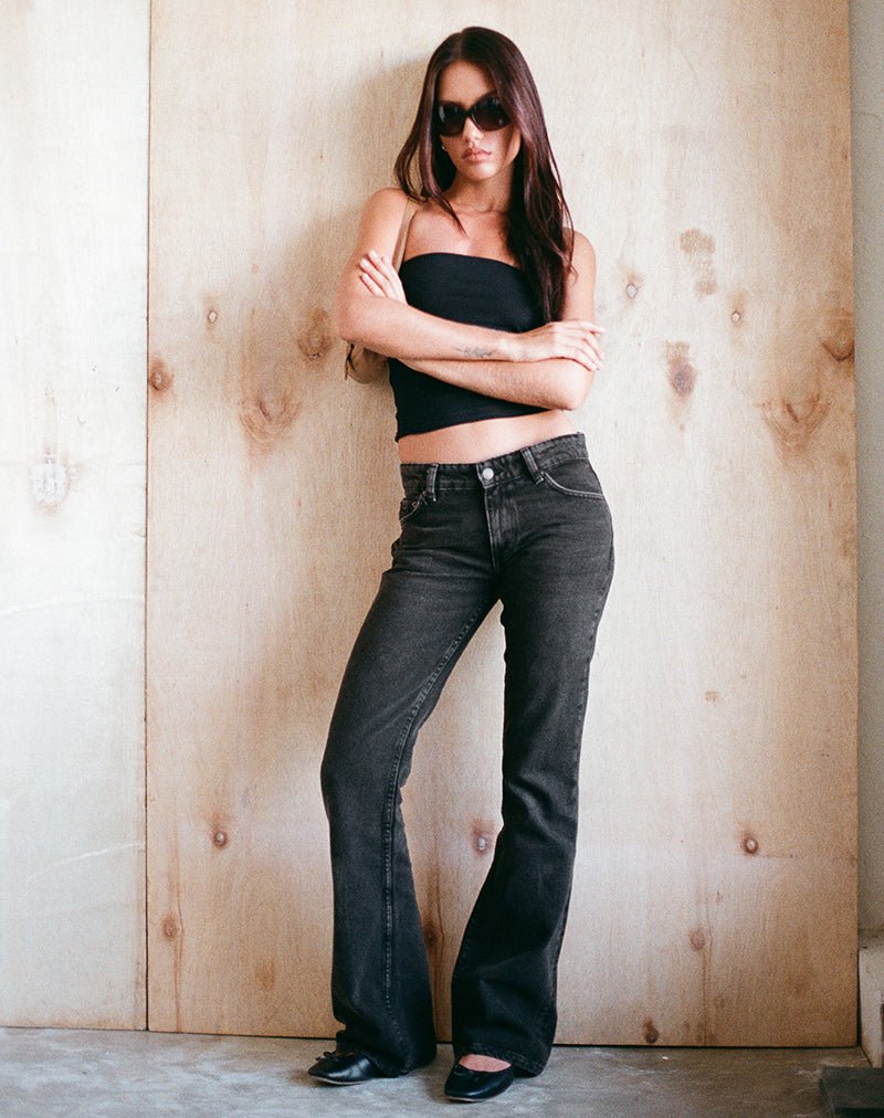 RIGID-LOW-RISE-FLARE-WASHED-BLACK-GREY-9.jpg Rigid Low Rise Flare Jeans in Washed Black Grey - Image 3