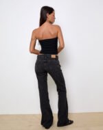 Rigid Low Rise Flare Jeans in Washed Black Grey - Image 5