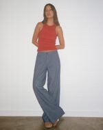 Roomy Extra Wide Low Rise Jeans in Pinstripe Indigo Wash - Image 4