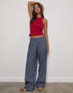 Roomy Extra Wide Low Rise Jeans in Pinstripe Indigo Wash - Image 2