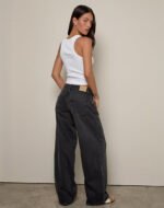 Low Rise Roomy Jeans in Washed Black Grey - Image 4
