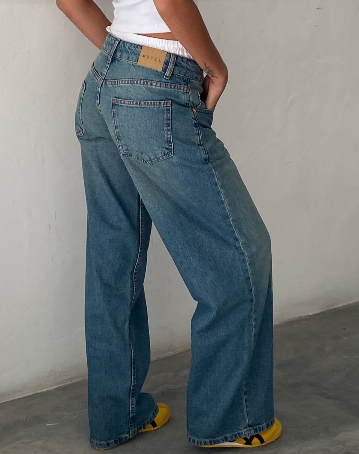 Roomy Extra Wide Low Rise Jeans in Vintage Blue Green - Image 3