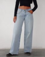 Roomy Extra Wide Low Rise Jeans in Extreme Light Blue Wash - Image 5