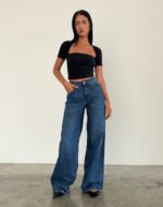 Roomy Extra Wide Jeans in Mid Blue Used - Image 4