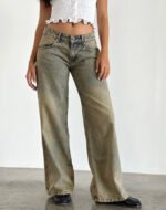 Roomy Extra Wide Leg Low Rise Jeans in Sandy Blue Acid