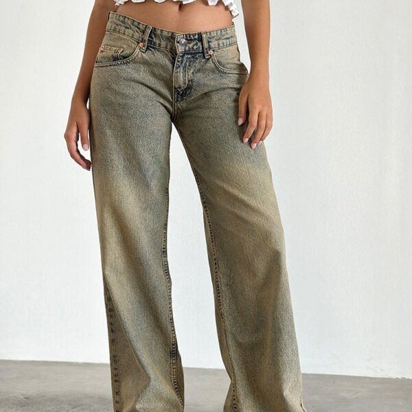 Roomy Extra Wide Leg Low Rise Jeans in Sandy Blue Acid