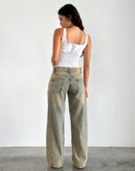 Roomy Extra Wide Leg Low Rise Jeans in Sandy Blue Acid - Image 3