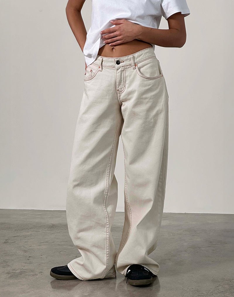 Roomy-Extra-Wide-Low-Rise-Jeans-In-Off-White-37.jpg Roomy Extra Wide Low Rise Jeans in Off White - Image 3