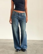 Roomy Extra Wide Low Rise Jeans in Bright Blue - Image 3