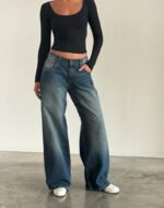 Roomy Extra Wide Low Rise Jeans in Dark Vintage - Image 3