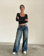 Roomy Extra Wide Low Rise Jeans in Dark Vintage - Image 2