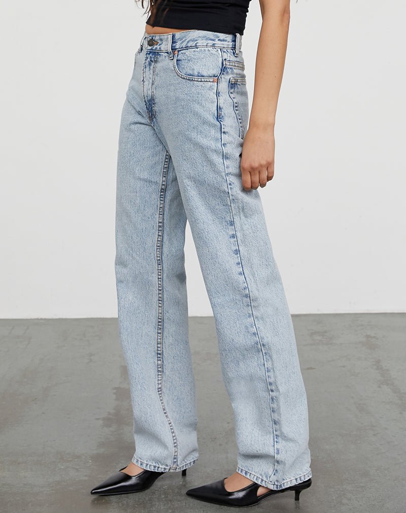SLIM-PARALLEL-80S-LIGHT-WASH-DUDLEY-VEST-TOP-BLACK-_4.jpg Mid Rise Slim Parallel Jeans in 80's Light Wash - Image 2