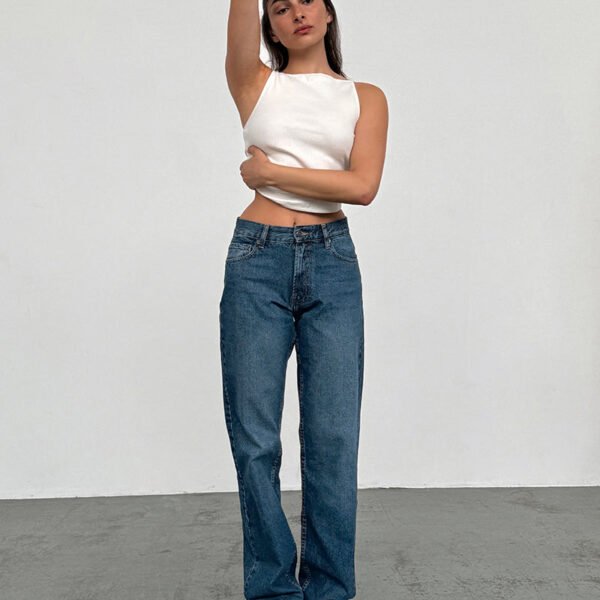 Mid Rise Slim Parallel Jeans in Mid Blue Used